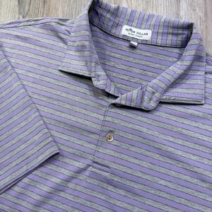 Peter Millar Mens XL Summer Comfort Striped Purple Polo Shirt